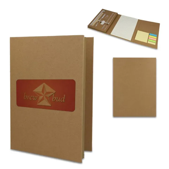 Recycled paper tri-fold stationary set - LT90868 (gadzety reklamowe)
